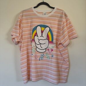 Disney Pink Striped Peace Sign Tee